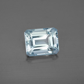 Aigue-marine bleue naturelle taille émeraude, 2,73 ct, VS