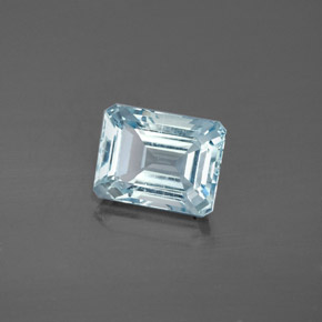 Aigue-marine bleue naturelle taille émeraude, 2,57 ct, VS