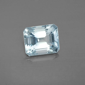 Aigue-marine bleue naturelle taille émeraude, 2,00 ct, VS