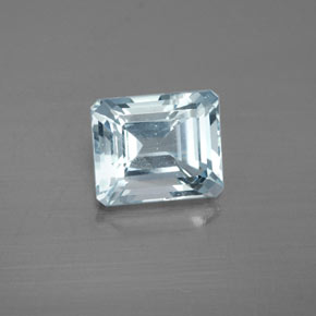 Aigue-marine bleue naturelle taille émeraude, 2,99 ct, VS