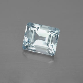 Aigue-marine bleue naturelle taille émeraude, 2,99 ct, VS