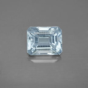 Aigue-marine bleue naturelle taille émeraude, 2,46 ct, SI
