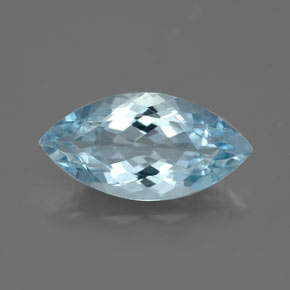 Aigue-marine bleue naturelle marquise, 3,40 ct, VVS