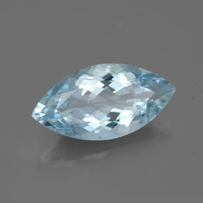 Aigue-marine bleue naturelle marquise, 3,40 ct, VVS