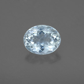 Aigue-marine bleue naturelle coupe ovale, 1,66 ct, VS