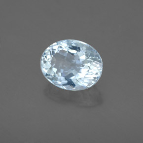 Aigue-marine bleue naturelle coupe ovale, 1,66 ct, VS
