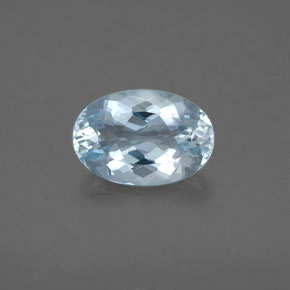 Aigue-marine bleue naturelle coupe ovale, 1,67 ct, VS