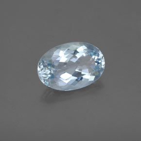 Aigue-marine bleue naturelle coupe ovale, 1,67 ct, VS