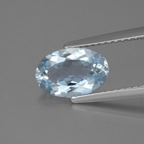 Aigue-marine bleue naturelle coupe ovale, 1,23 ct, VS