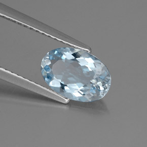 Aigue-marine bleue naturelle coupe ovale, 1,23 ct, VS