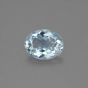 Aigue-marine bleue naturelle coupe ovale, 1,18 ct, VS