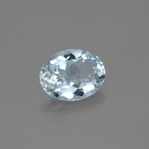 Aigue-marine bleue naturelle coupe ovale, 1,18 ct, VS