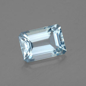 Aigue-marine bleue naturelle taille émeraude, 1,90 ct, VVS-VS