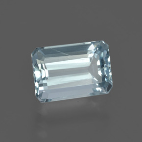 Aigue-marine bleue naturelle taille émeraude, 1,92 ct, VS