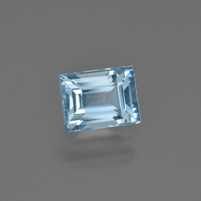 Aigue-marine bleue naturelle baguette, 1,34 ct, VVS