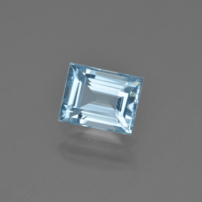Aigue-marine bleue naturelle baguette, 1,34 ct, VVS