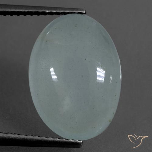 7.05ct Naturel Bleu clair Bleu vert, ovale, Translucide