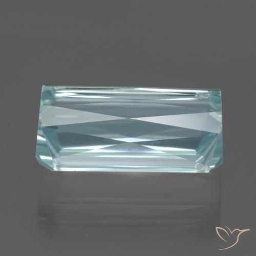 Bleu vert Bleu aquatique léger naturelle Octogone / coupe Émeraude, 13.81 ct, VVS