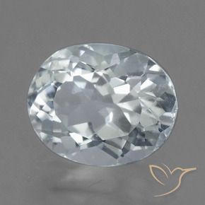 Aigue-marine blanc naturelle coupe ovale, 2,53 ct, VVS-VS