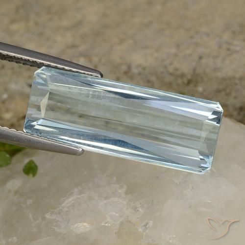 10.38ct Naturel Bleu clair Bleu vert, Taille émeraude, VVS