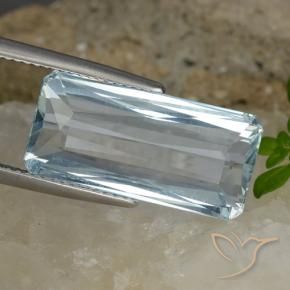 Bleu vert Bleu clair naturelle Octogone / coupe Émeraude, 10.63 ct, VVS