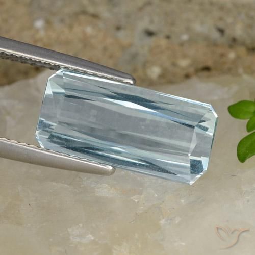 7.00ct Naturel Bleu clair Bleu vert, Taille émeraude, VVS