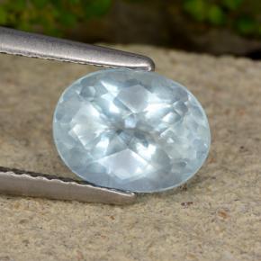 Aigue-marine bleue naturelle coupe ovale, 1,52 ct, VS-SI