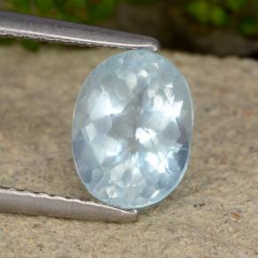 Aigue-marine bleue naturelle coupe ovale, 1,52 ct, VS-SI