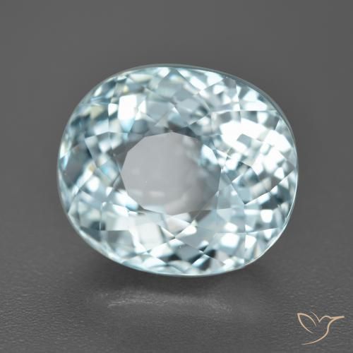 Bleu vert Bleu clair naturelle ovale, 6.52 ct, VVS