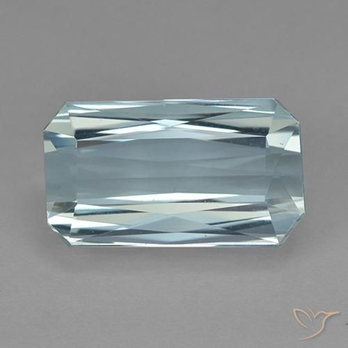 Aigue-marine bleue naturelle taille émeraude, 9,70 ct, VVS