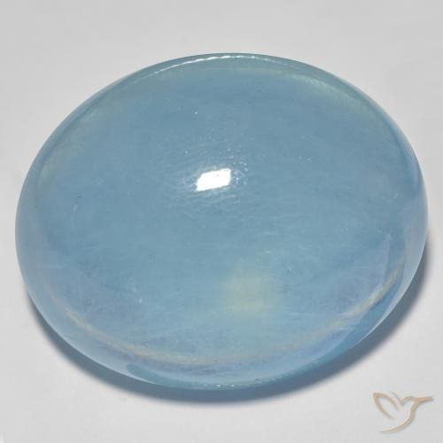 Bleu vert Sarcelle léger naturelle ovale, 43.77 ct, Transparent
