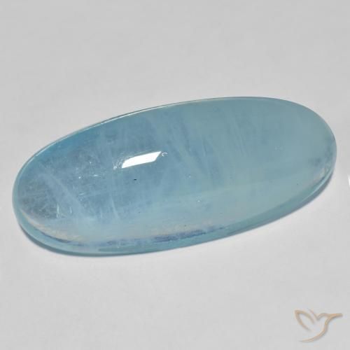 Bleu vert Vert bleu clair naturelle ovale, 31.34 ct, Transparent