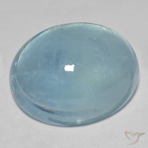 Bleu vert Vert bleu clair naturelle ovale, 31.95 ct, Transparent