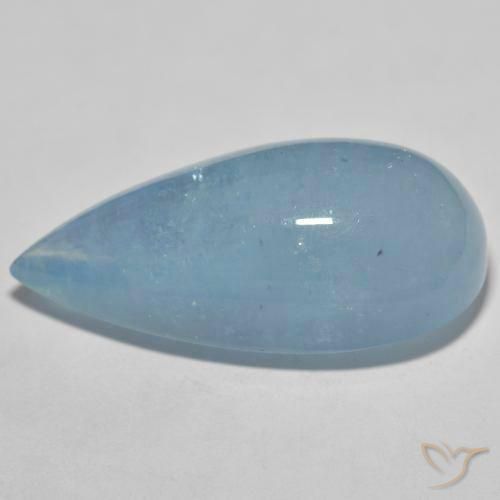 Bleu vert Bleu très clair naturelle En forme de poire, 34.90 ct, Translucide