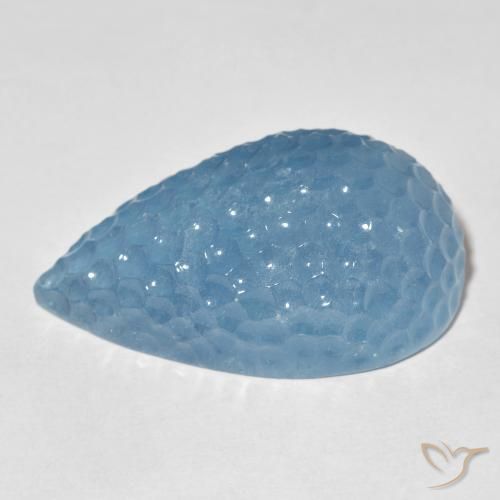 Bleu vert Bleu clair naturelle En forme de poire, 65.04 ct, Translucide