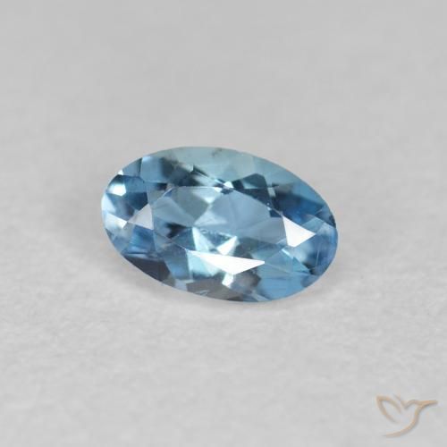 Aigue-marine bleue naturelle coupe ovale, 0,17 ct, VVS-VS