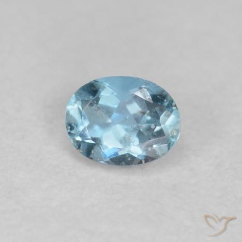 Bleu vert Bleu clair naturelle ovale, 0.18 ct, VS