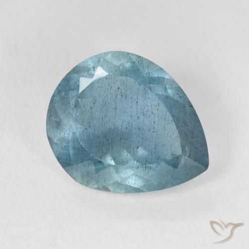 Bleu vert Vert bleu clair naturelle En forme de poire, 3.54 ct, VS-SI