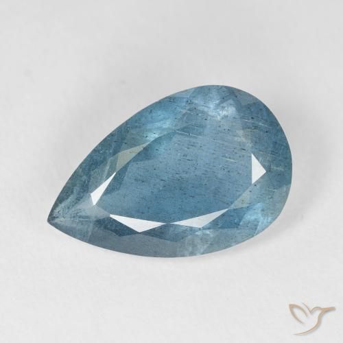 Aigue-marine bleue naturelle en forme de poire, 5,21 ct, VS-SI