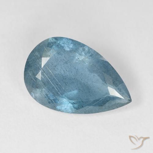 Aigue-marine bleue naturelle en forme de poire, 5,21 ct, VS-SI