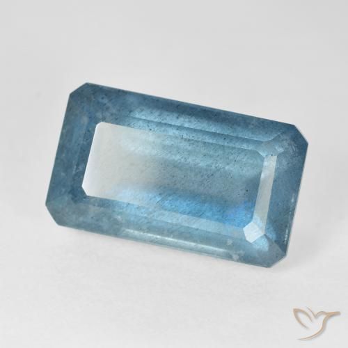 Bleu vert Bleu clair naturelle Octogone / coupe Émeraude, 13.52 ct, VS-SI