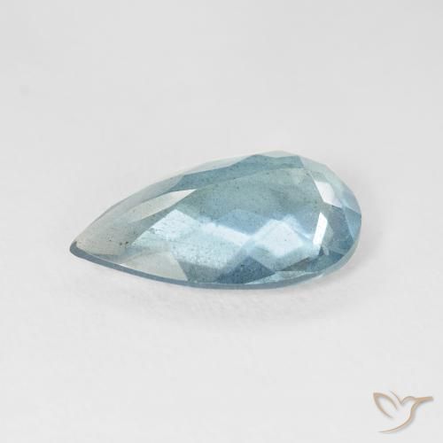 Bleu vert Bleu aquatique léger naturelle En forme de poire, 3.54 ct, VS-SI