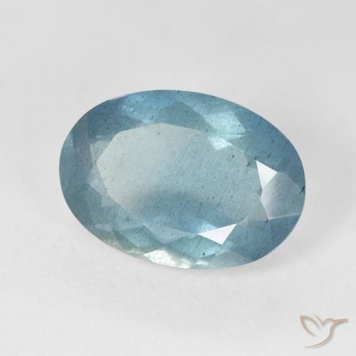 Bleu vert Bleu verdâtre léger naturelle ovale, 5.24 ct, VS-SI