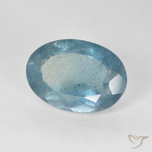 Bleu vert Bleu clair naturelle ovale, 5.63 ct, VS-SI