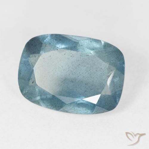 Aigue-marine turquoise naturelle coupe coussin, 5,26 ct, VS-SI