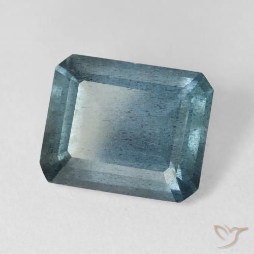 Aigue-marine bleue naturelle taille émeraude, 5,38 ct, VS-SI