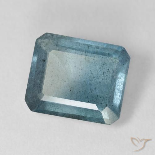 Aigue-marine bleue naturelle taille émeraude, 4,63 ct, VS-SI