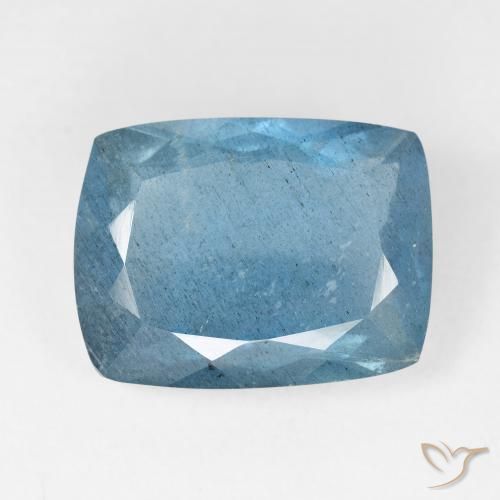 14.22ct Naturel Bleu aquatique argent intense Bleu vert, Coussin, VS-SI