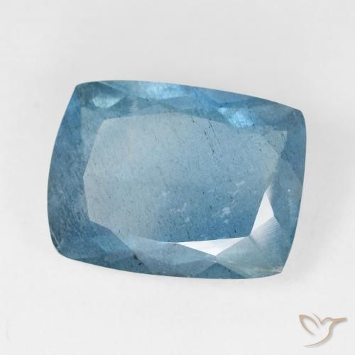 Bleu vert Bleu aquatique argent intense naturelle Coussin, 14.22 ct, VS-SI