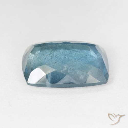 Bleu vert Bleu aquatique argent intense naturelle Coussin, 14.22 ct, VS-SI